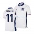 Camisola Inglaterra Jack Grealish 11 Homem Equipamento Primeiro Euro 2024 Manga Curta